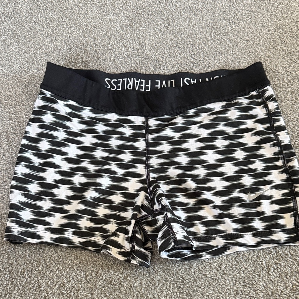 Nike Women's Black and White Athletic Shorts